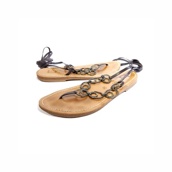 K. Jacques Sandals Chain Ankle Wrap Sandals - Picture 2 of 10